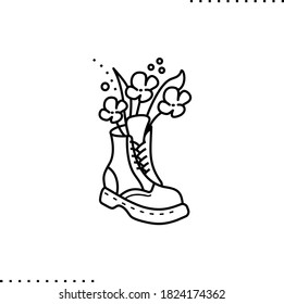 Un arranque con un icono de vector de flores en el contorno