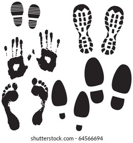 Boot, Foot And Hand Prints