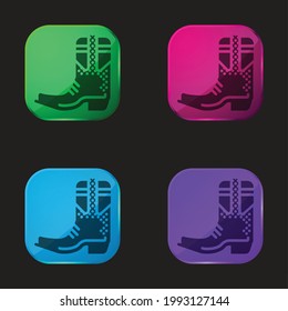 Boot four color glass button icon