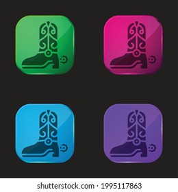 Boot four color glass button icon