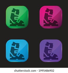 Boot four color glass button icon