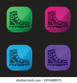 Boot four color glass button icon