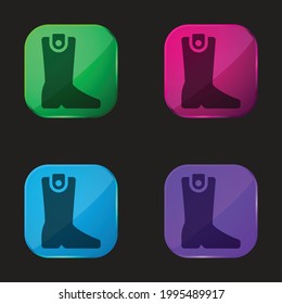 Boot four color glass button icon