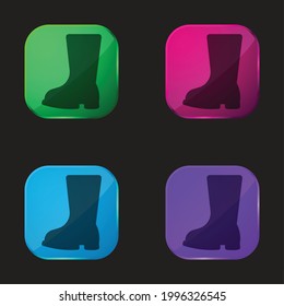 Boot four color glass button icon