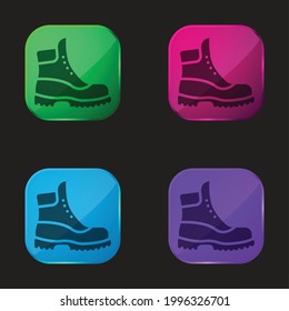 Boot four color glass button icon