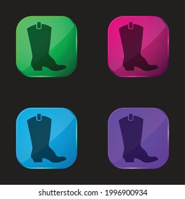Boot four color glass button icon