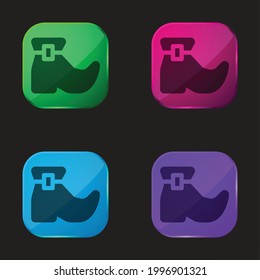 Boot four color glass button icon