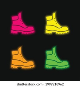 Boot four color glowing neon vector icon