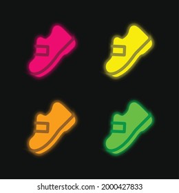 Boot four color glowing neon vector icon