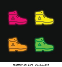 Arrancar el icono del vector de neón brillante de cuatro colores