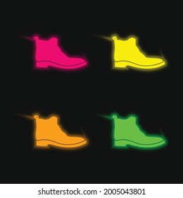 Boot four color glowing neon vector icon