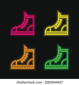 Boot four color glowing neon vector icon