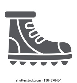 Boot glyph icon, footwear and hiking, shoe set sign, vector graphics, a solid pattern on a white background, eps 10.