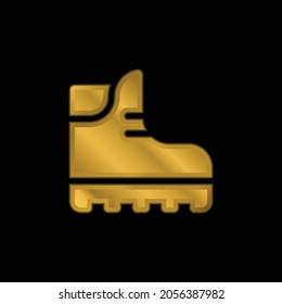 Boot gold plated metalic icon or logo vector