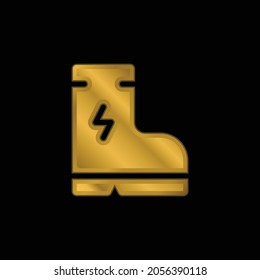 Boot gold plated metalic icon or logo vector