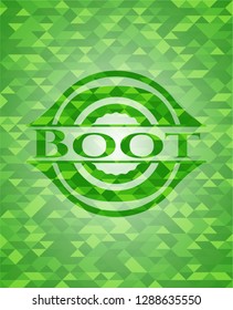 Boot green emblem with mosaic background