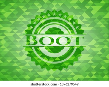 Boot green emblem with triangle mosaic background