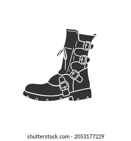 Boot Heavy Icon Silhouette Illustration. Leather Shoe Vector Graphic Pictogram Symbol Clip Art. Doodle Sketch Black Sign.