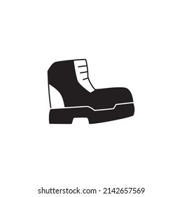 Boot, hiking footwear  icon in black flat glyph, filled style isolated on white background