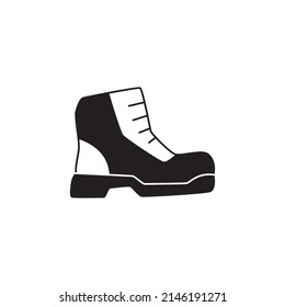 Boot, hiking footwear  icon in black flat glyph, filled style isolated on white background
