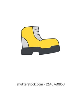 Boot, hiking footwear  icon in color icon, isolated on white background 