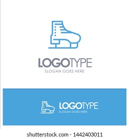 Boot, Ice, Skate, Skates, Skating Blue outLine Logo with place for tagline