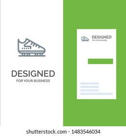 Boot, Ice, Skate, Skates, Skating Grey Logo Design and Business Card Template
