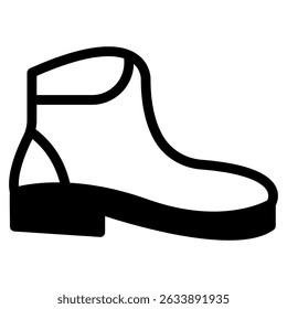 Boot icon in Black Fill. Glyph style. Isolated on white Background