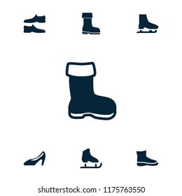 Boot icon. collection of 7 boot filled icons such as man shoe, woman shoe. editable boot icons for web and mobile.
