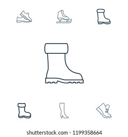 Boot icon. collection of 7 boot outline icons such as man shoe. editable boot icons for web and mobile.