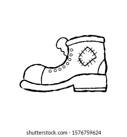 Boot icon. Contour Hand drawn vector flat graphic illustration. Side view. Isolated object on a white background. Isolate.