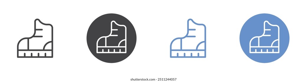 Boot icon Flat set in black and white color