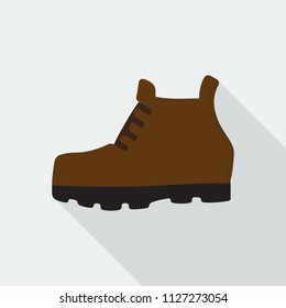 boot icon in flat style with long shadow, isolated vector illustration on white transparent background