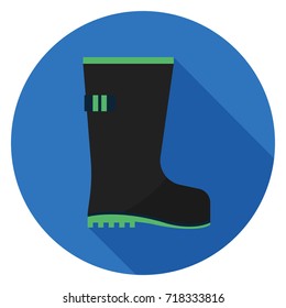 Boot icon. Illustration in flat style. Round icon with long shadow.