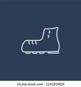 Boot icon. Boot linear design concept from Camping collection. Simple element vector illustration on dark blue background.
