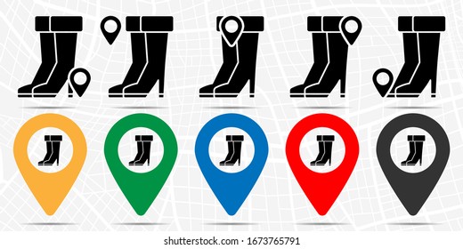 Boot icon in location set. Simple glyph, flat illustration element of autumn theme icons
