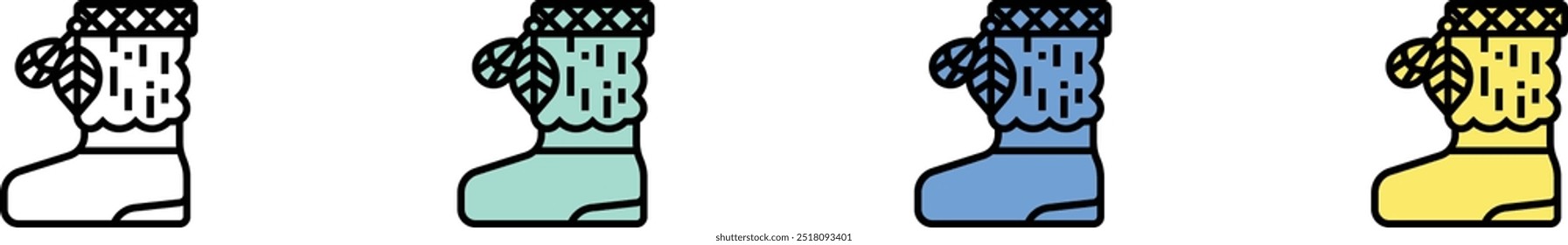 boot icon. Outline, Green, Blue and Yellow Style Design Isolated On White Background