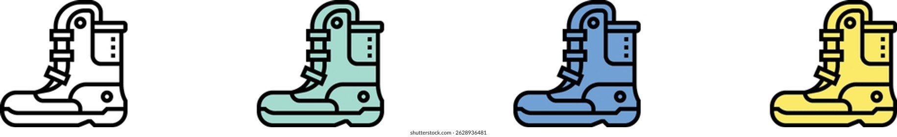 boot icon. Outline, Green, Blue and Yellow Style Design Isolated On White Background