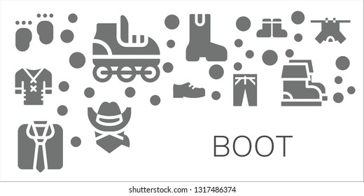 boot icon set. 11 filled boot icons.  Simple modern icons about  - Feet, Roller skate, Clothes, Shoes, Trousers, Boot, Cowboy, Boots