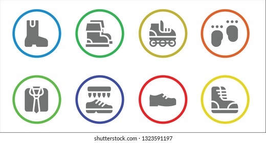 boot icon set. 8 filled boot icons.  Simple modern icons about  - Boot, Clothes, Boots, Shoes, Roller skate, Feet