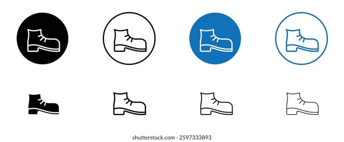 Boot icon set in black and blue colors on white background