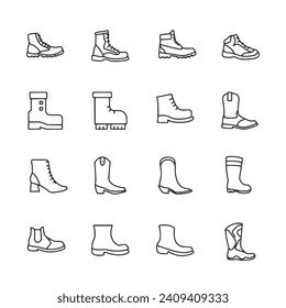 Boot icon set isolated on white