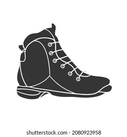 Boot Icon Silhouette Illustration. Mountain Shoe Vector Graphic Pictogram Symbol Clip Art. Doodle Sketch Black Sign.