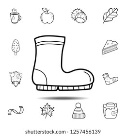 Boot icon. Simple outline vector element of Autumn icons set for UI and UX, website or mobile application