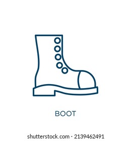 Boot Icon. Thin Linear Boot Outline Icon Isolated On White Background. Line Vector Boot Sign, Symbol For Web And Mobile