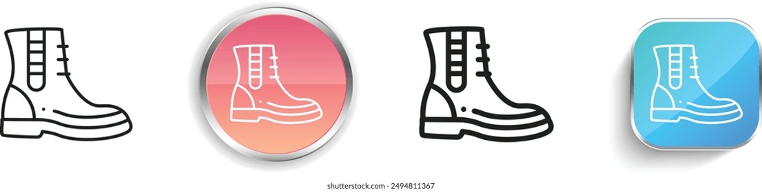 boot icon. Thin Linear, Regular and Button Style Design Isolated On White Background