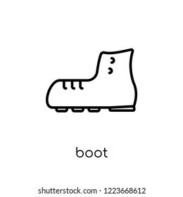 boot icon. Trendy modern flat linear vector boot icon on white background from thin line Camping collection, outline vector illustration