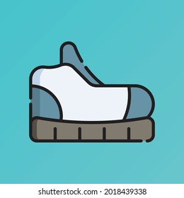 Boot Icon Vector Illustration. Flat Outline Cartoon. Travel and Tourism Icon Concept Isolated Premium Vector