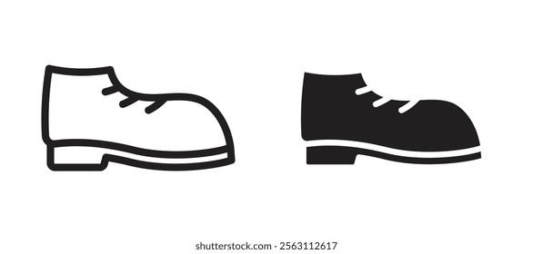 Boot icons in black line and filled versions