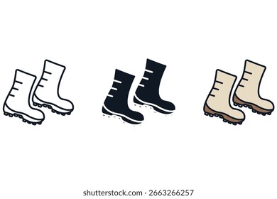 Iconos de la bota aislados en el fondo blanco. Diseño de estilo plano